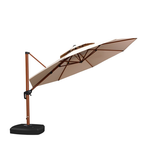 Purple Leaf 144'' Round Large Outdoor Cantilever Umbrella with Wheeled